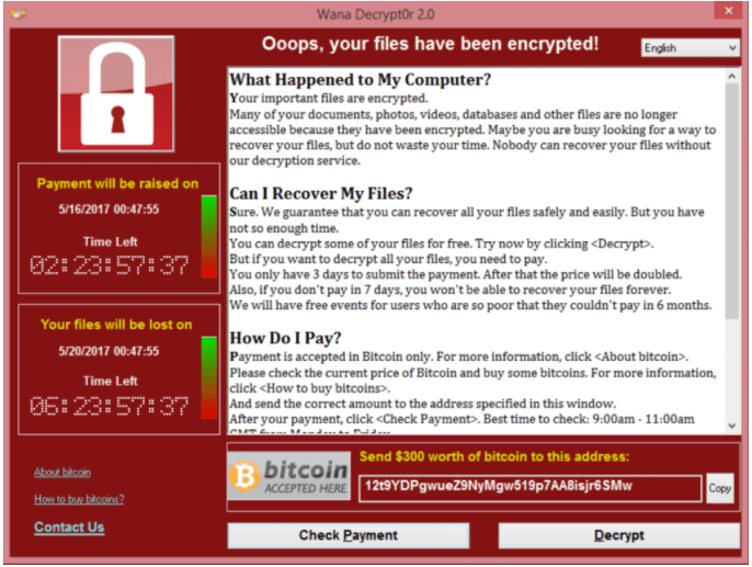 Wannacry message